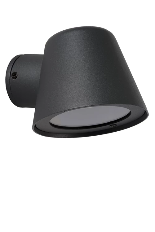Lucide DINGO-LED - Wandlamp Binnen/Buiten - LED Dimb. - GU10 - 1x5W 3000K - IP44 - Antraciet - uitgezet